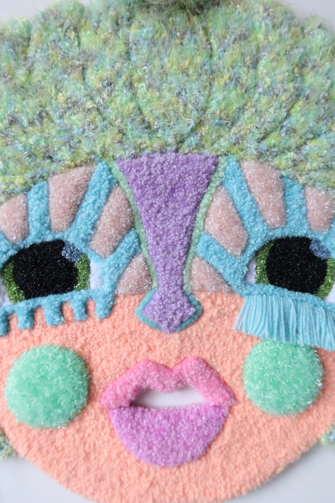 Tindra - Textile Mask in Soft Pastel Green, Salmon, Blue and Lilac