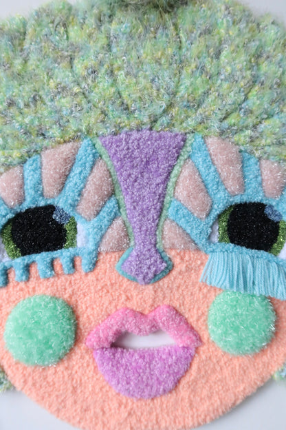 Tindra - Textile Mask in Soft Pastel Green, Salmon, Blue and Lilac
