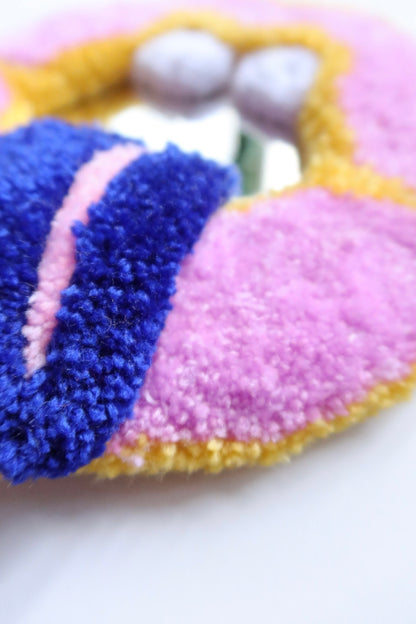 Mouth Mirror - Yellow, Pink & Blue - Handmade Tufted Wall Art