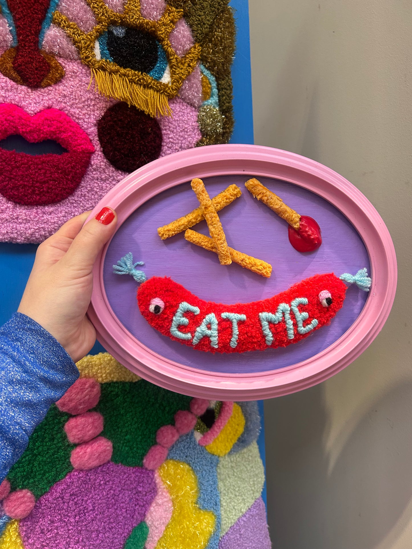 Eat Me - Tufted Sausage in Reclaimed Frame