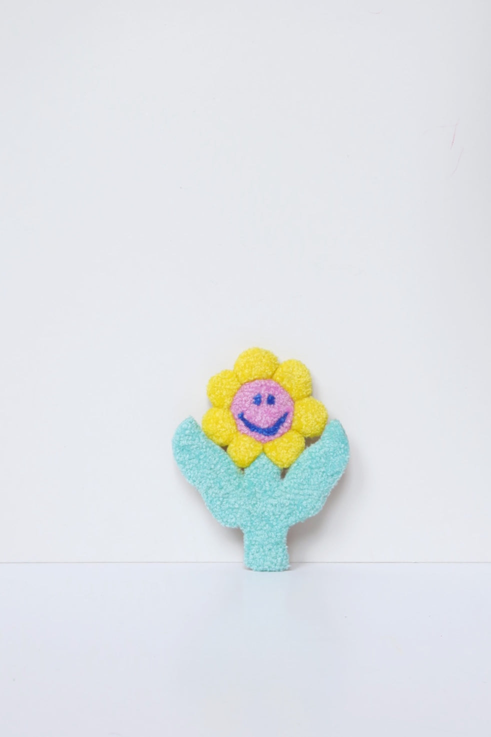 Smiley Face Blomst - Gul, Lyserød & Lyseblå Tekstilkunst