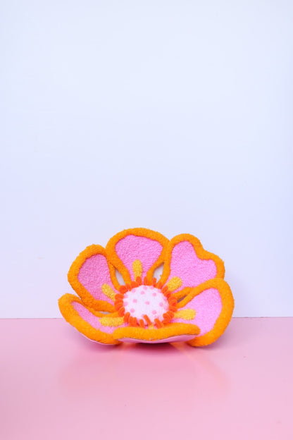 Mellemstor Blomst Skulptur - Lyserød & Gul