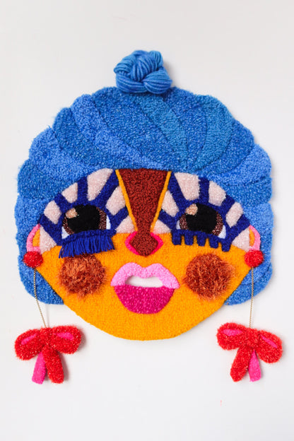 Lise For Alvor - Blå, Gul, Brun, Rød & Lyserød - Plakat af Håndlavet Tuftet Maske