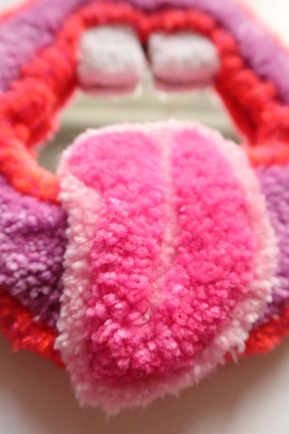Mouth Mirror - Purple & Pinks - Handmade Tufted Wall Art
