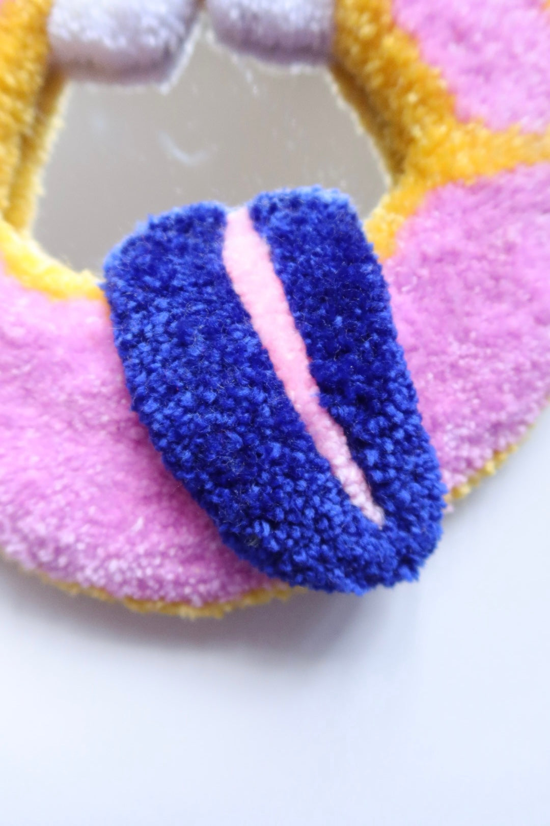 Mouth Mirror - Yellow, Pink & Blue - Handmade Tufted Wall Art