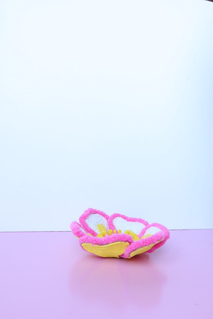Hvid, Pink & Gul Blomst Skulptur - Formbar Tekstilkunst