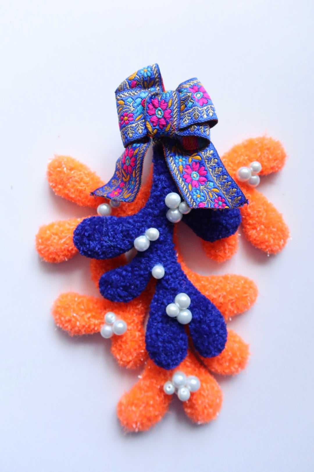 Mistletoe - Orange & Blue - Handmade Tufted Decoration