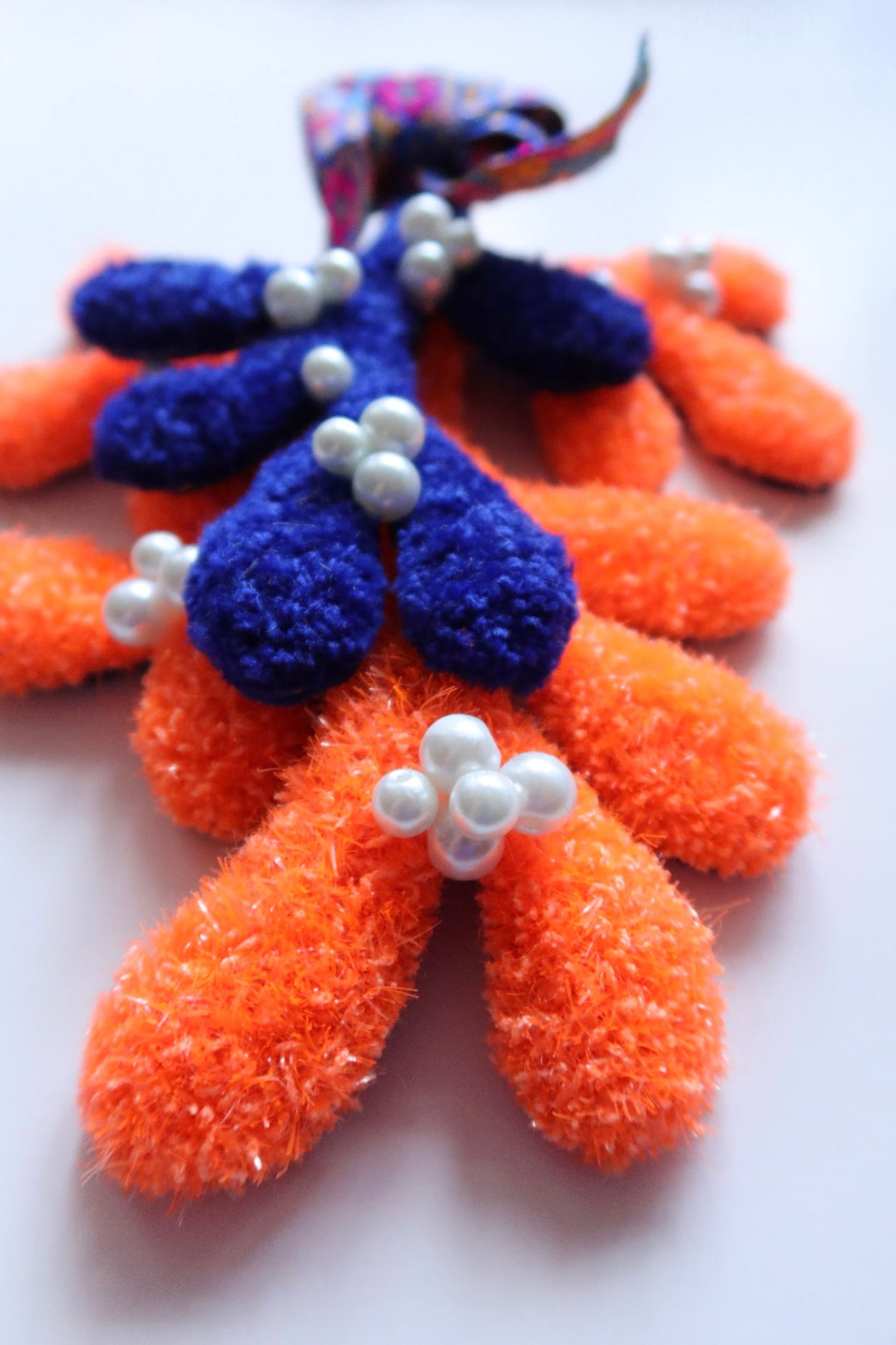 Mistletoe - Orange & Blue - Handmade Tufted Decoration