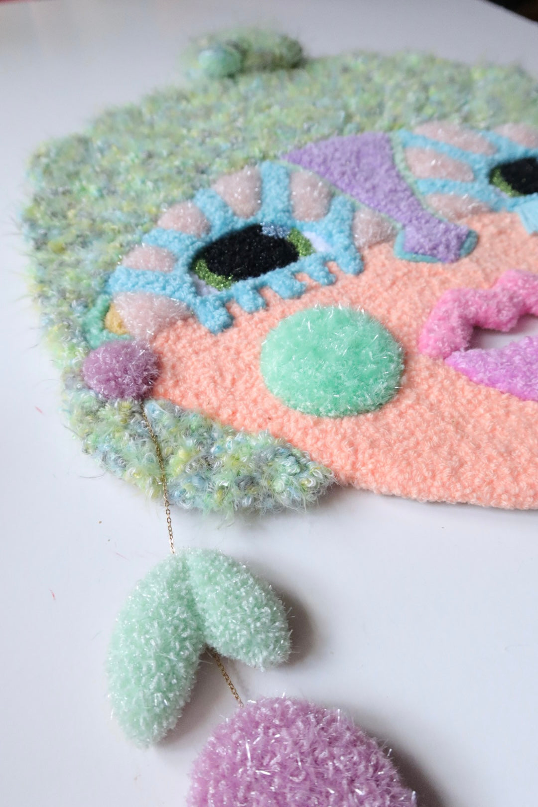 Tindra - Textile Mask in Soft Pastel Green, Salmon, Blue and Lilac