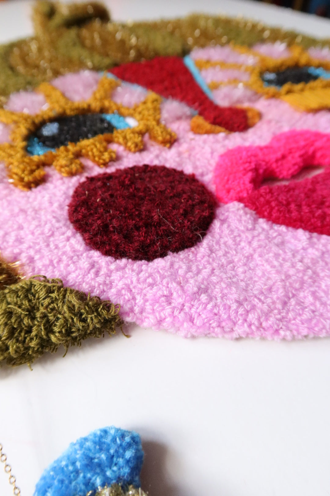 Gemma - Textile Mask in Golden Olive, Pink and Bordeaux