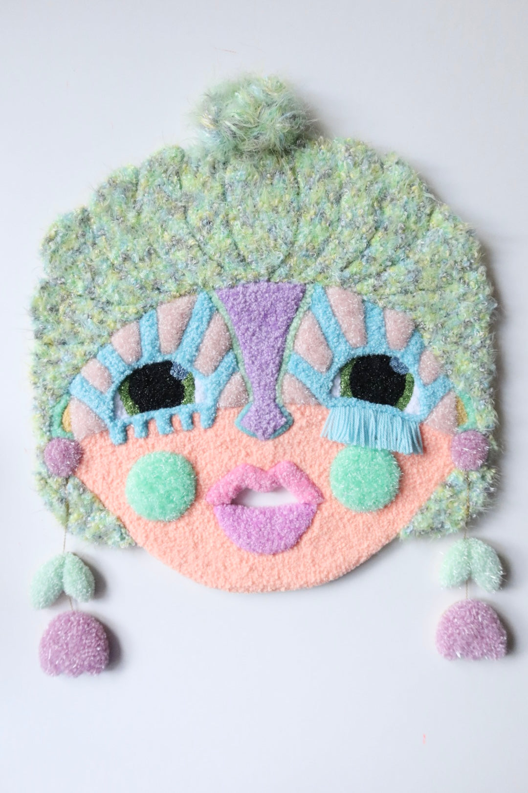 Tindra - Textile Mask in Soft Pastel Green, Salmon, Blue and Lilac