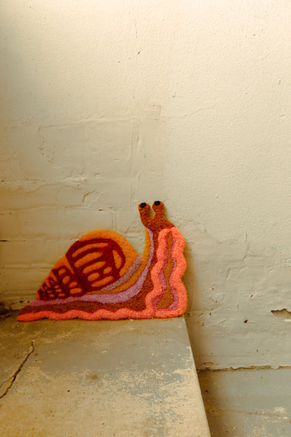 Snail - Textile Art in Sun Yellow, Brown, Orange and Pink