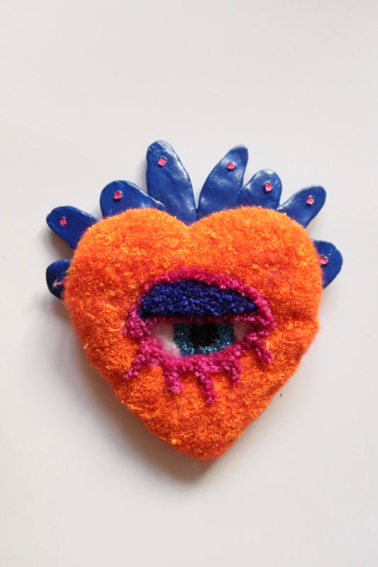 Watchful Heart - Tufted Heart with Eye and Flames