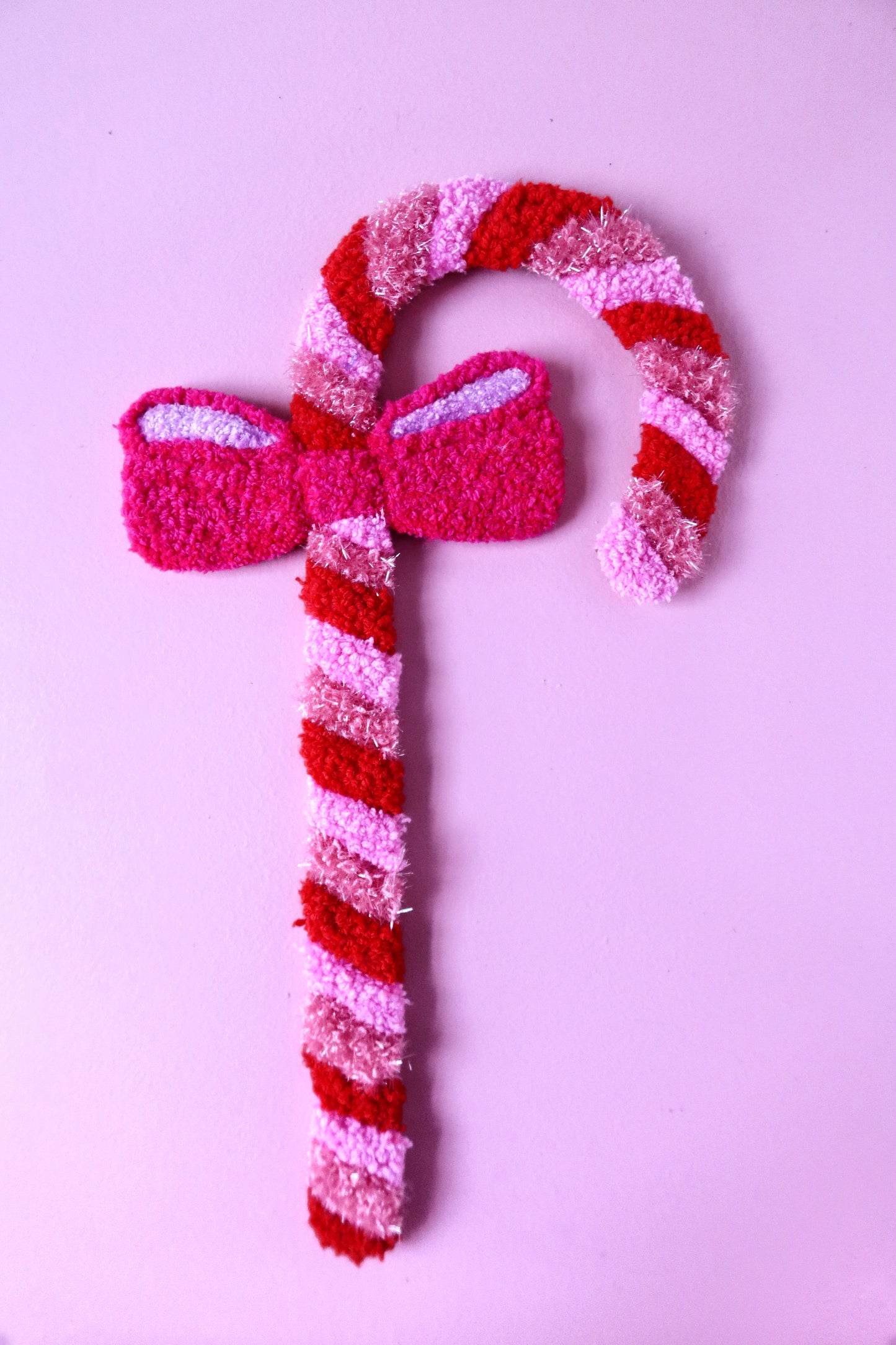Candy Cane with a bow in pink & red
