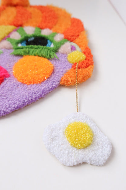 Lise For Sjov - Orange, Grøn, Lilla & Gul - Plakat af Håndlavet Tuftet Maske