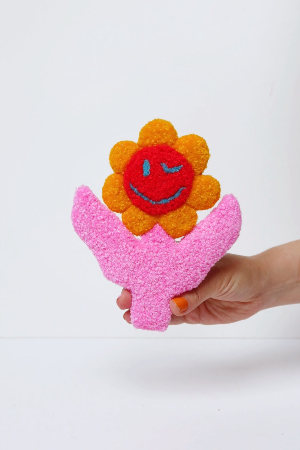 Smiley Face Blomst - Gul, Rød & Pink Tekstilkunst