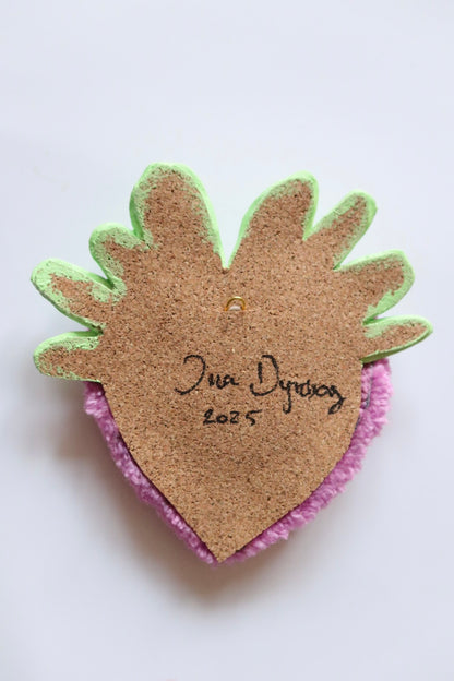 Watchful Heart - Tufted Heart with Eye and Flames in Purple, Light Green and Light Blue