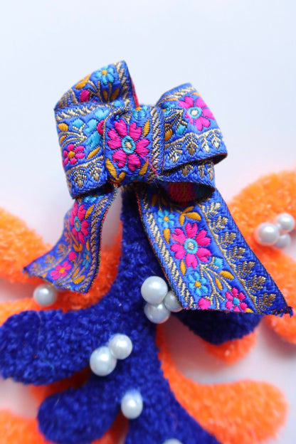 Mistletoe - Orange & Blue - Handmade Tufted Decoration