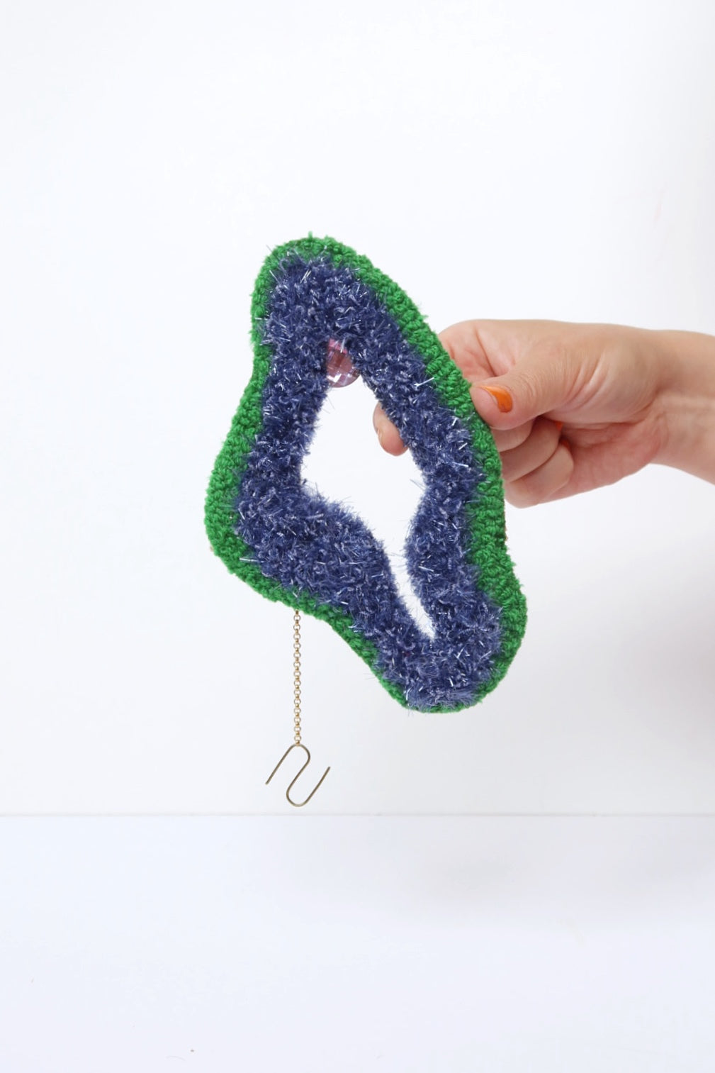 Rub the Rug - Textile Art in Blue & Green with Light Purple Sequins
