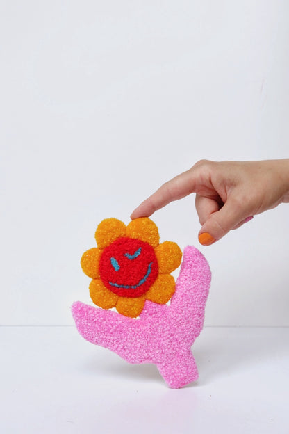 Smiley Face Blomst - Gul, Rød & Pink Tekstilkunst