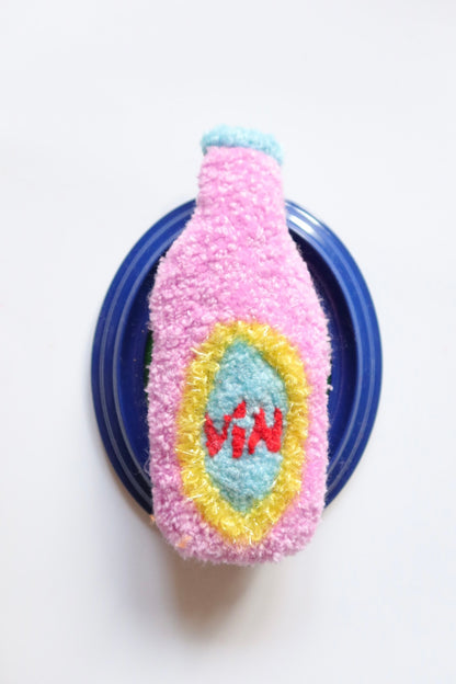 Drink Your Wine - Tufted Wine Bottle in Reclaimed Frame