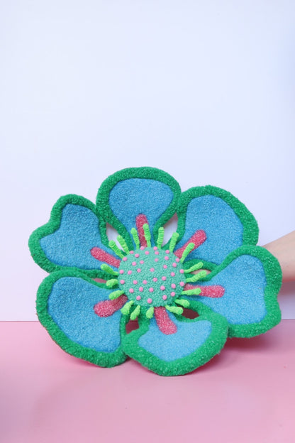 Stor Blomst Skulptur - Blå & Grøn