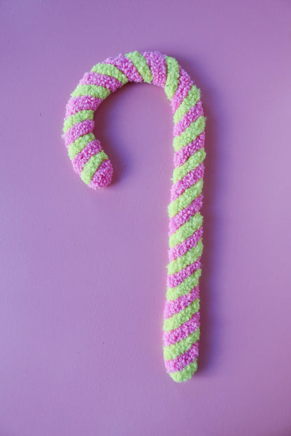 Candy Cane - Textile Art in Yellow & Pink