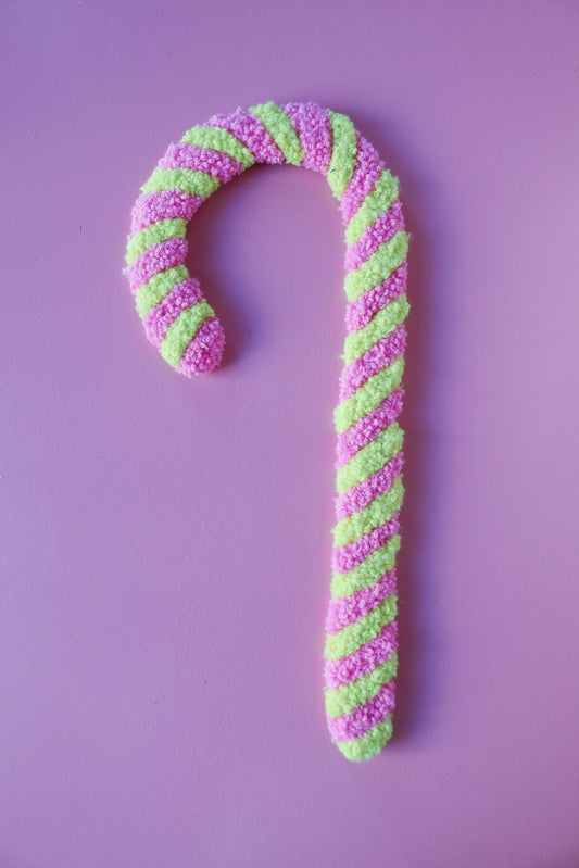 Candy Cane - Textile Art in Yellow & Pink