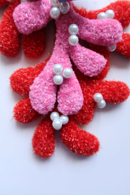 Mistletoe - Red & Pink - Handmade Tufted Decoration