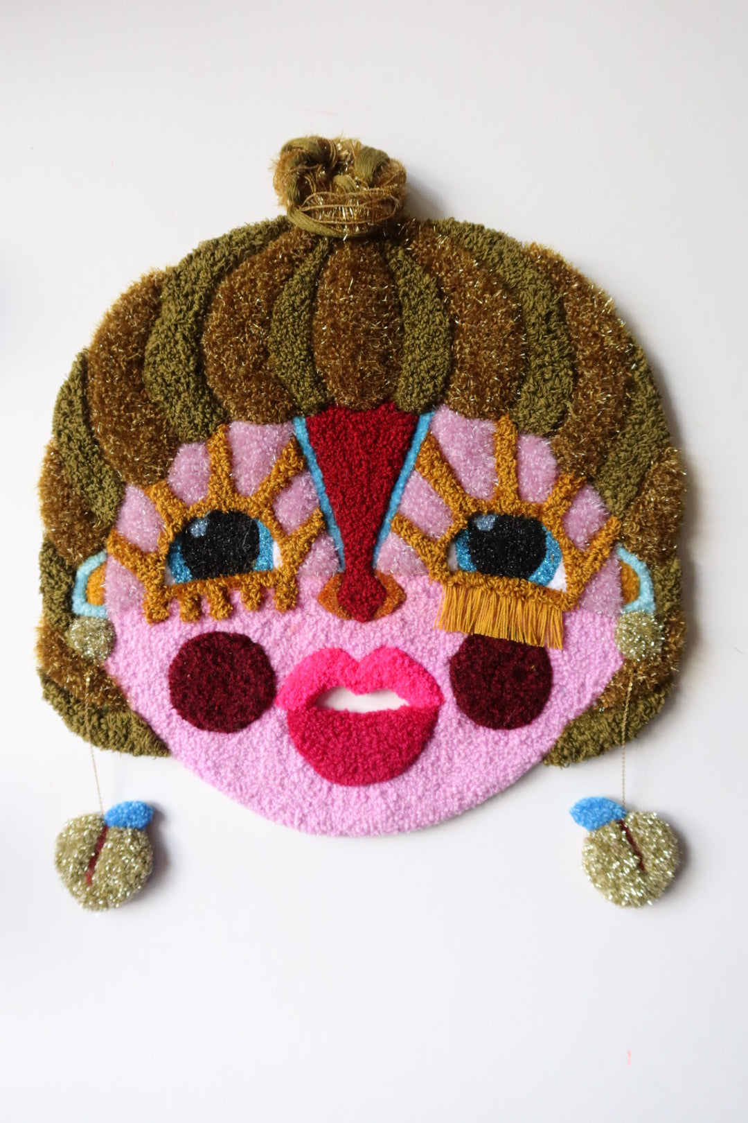 Gemma - Textile Mask in Golden Olive, Pink and Bordeaux