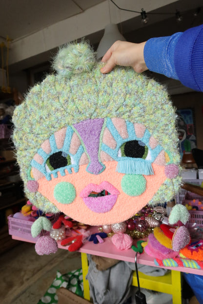 Tindra - Textile Mask in Soft Pastel Green, Salmon, Blue and Lilac