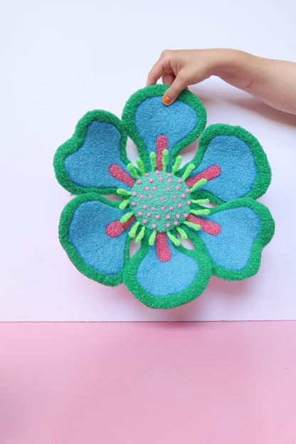 Stor Blomst Skulptur - Blå & Grøn