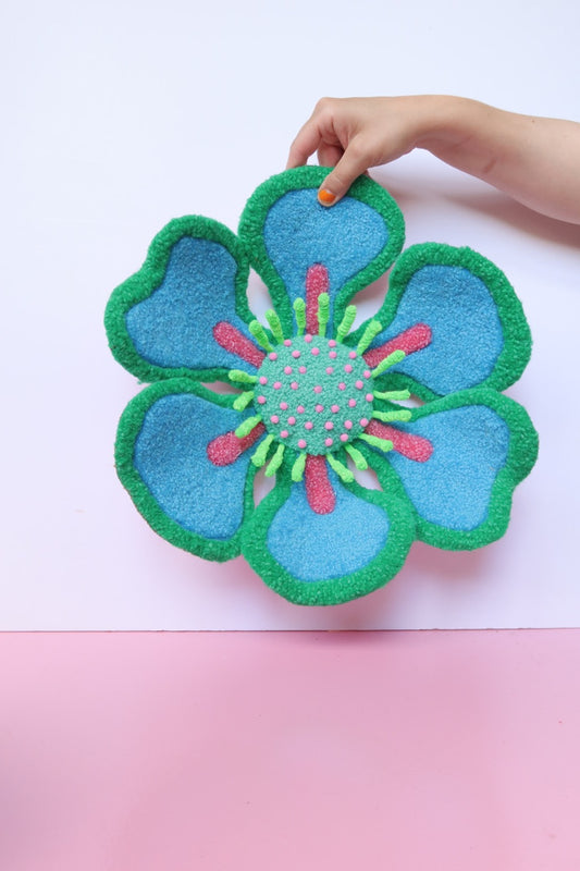 Stor Blomst Skulptur - Blå & Grøn