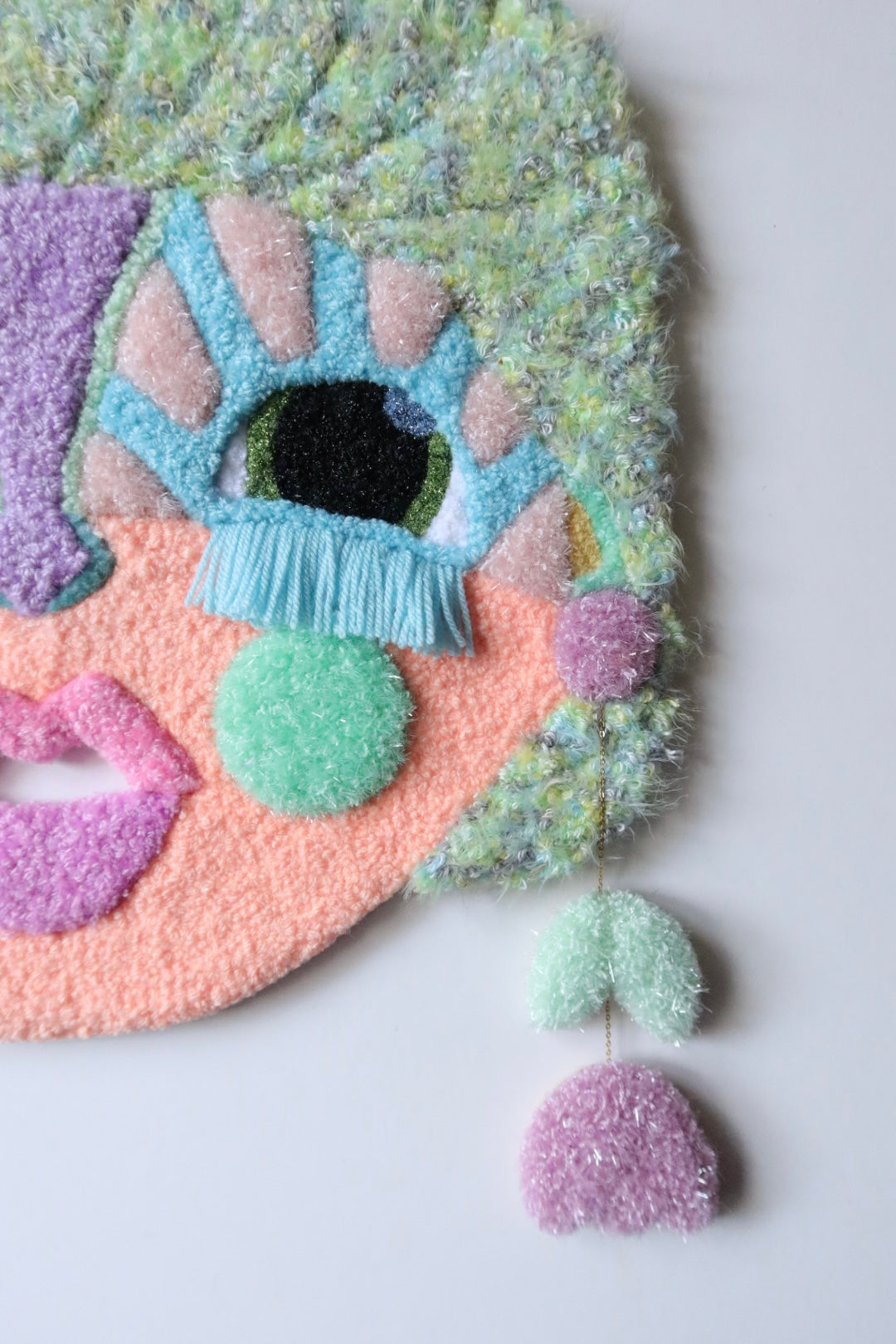 Tindra - Textile Mask in Soft Pastel Green, Salmon, Blue and Lilac