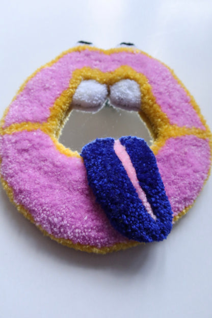 Mouth Mirror - Yellow, Pink & Blue - Handmade Tufted Wall Art