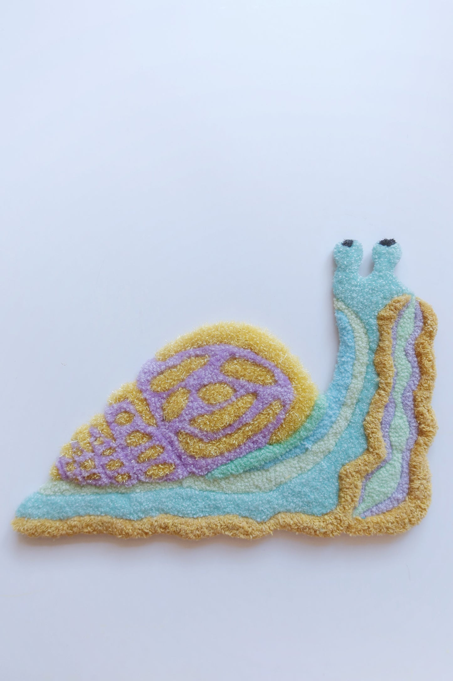 Snail - Textile Art in Lilac, Curry & Sky Blue
