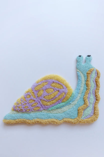 Snail - Textile Art in Lilac, Curry & Sky Blue
