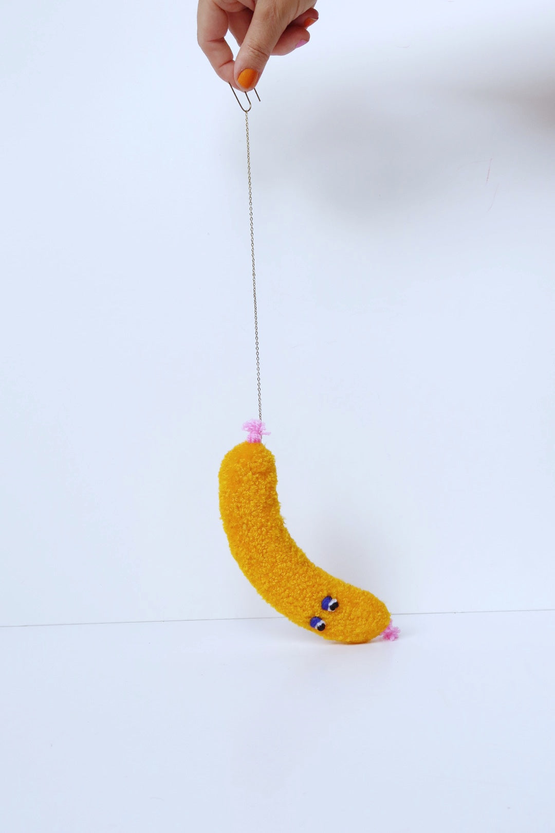 Furry Sausage with Eyes - Yellow Textile Art