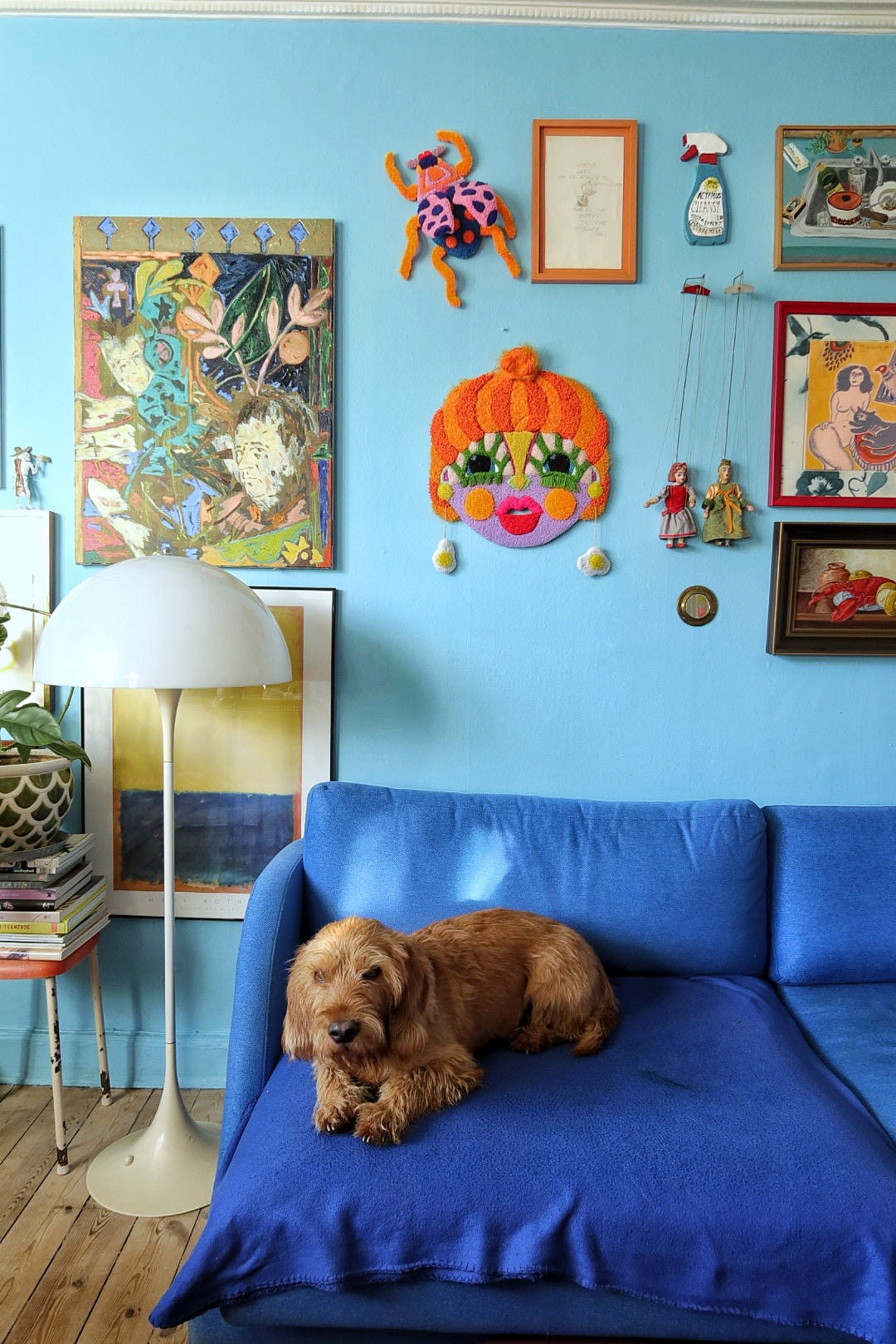 Lise For Fun - Orange, Green, Purple & Yellow - Poster of Handmade Tufted Mask