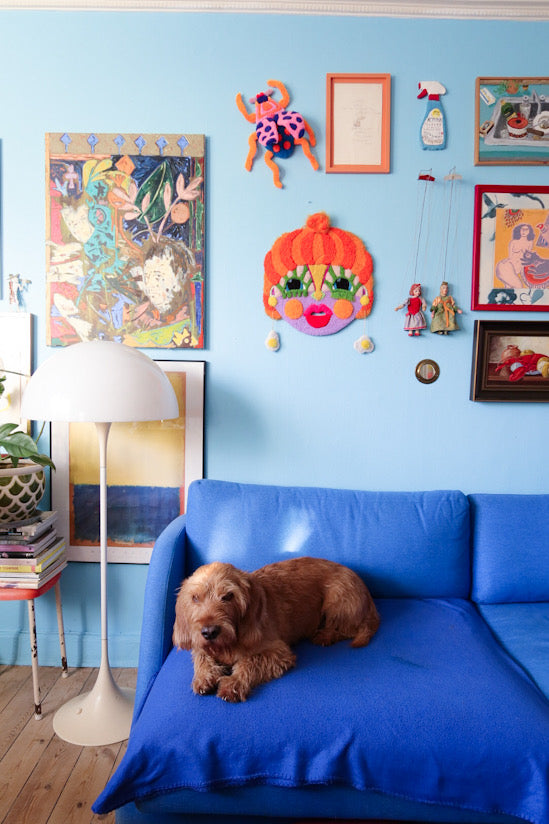 Lise For Fun - Orange, Green, Purple & Yellow - Poster of Handmade Tufted Mask