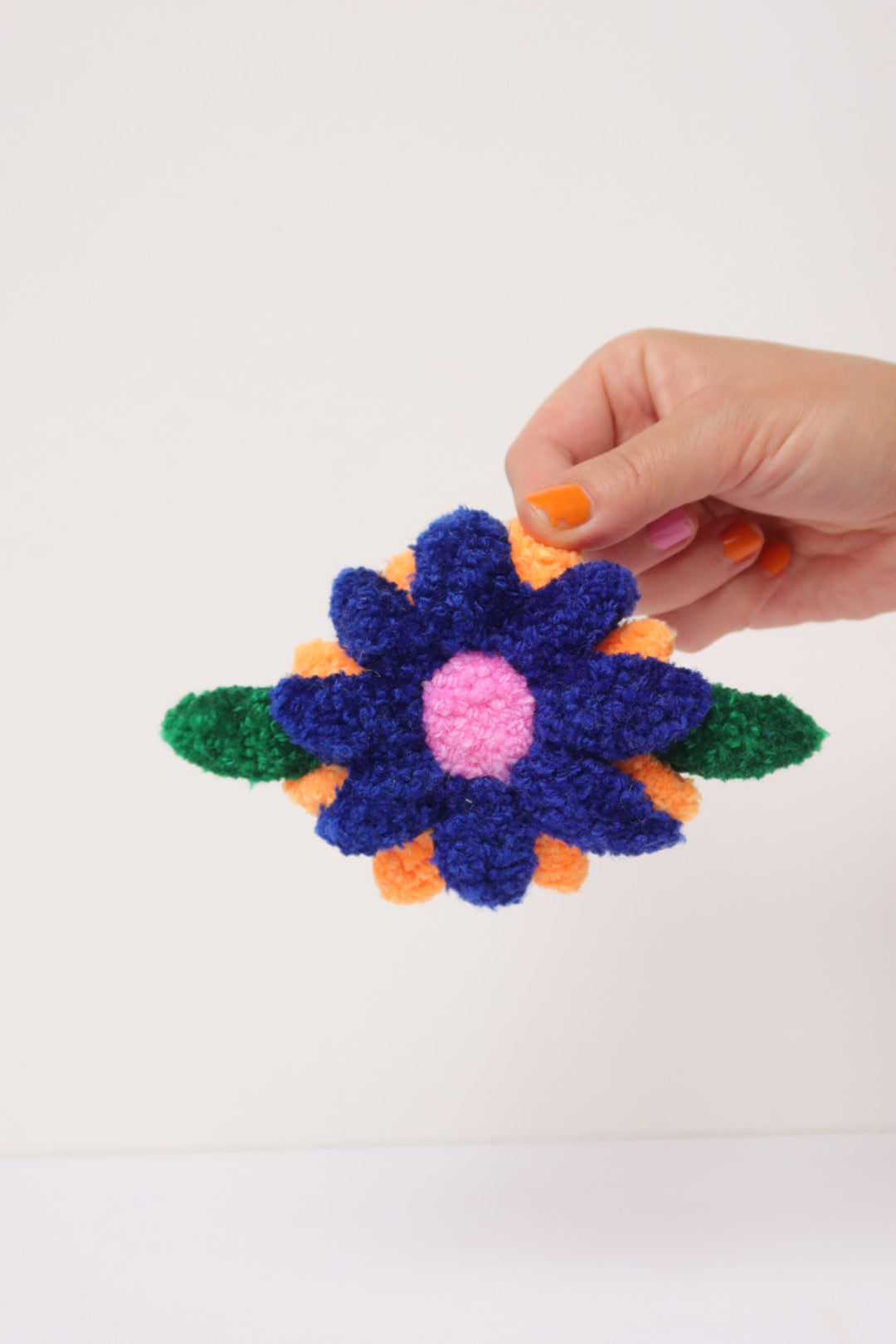 Floral Hårspænde/Broche - Blå, Orange & Pink
