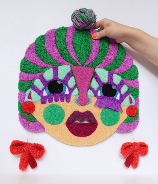 Mille - Textile Mask in Green, Purple, Light Yellow, Light Blue and Red