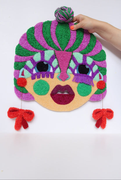 Mille - Textile Mask in Green, Purple, Light Yellow, Light Blue and Red