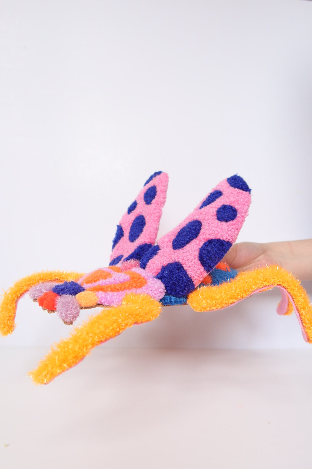 Beetle - Textile Art in Blue, Pink & Orange