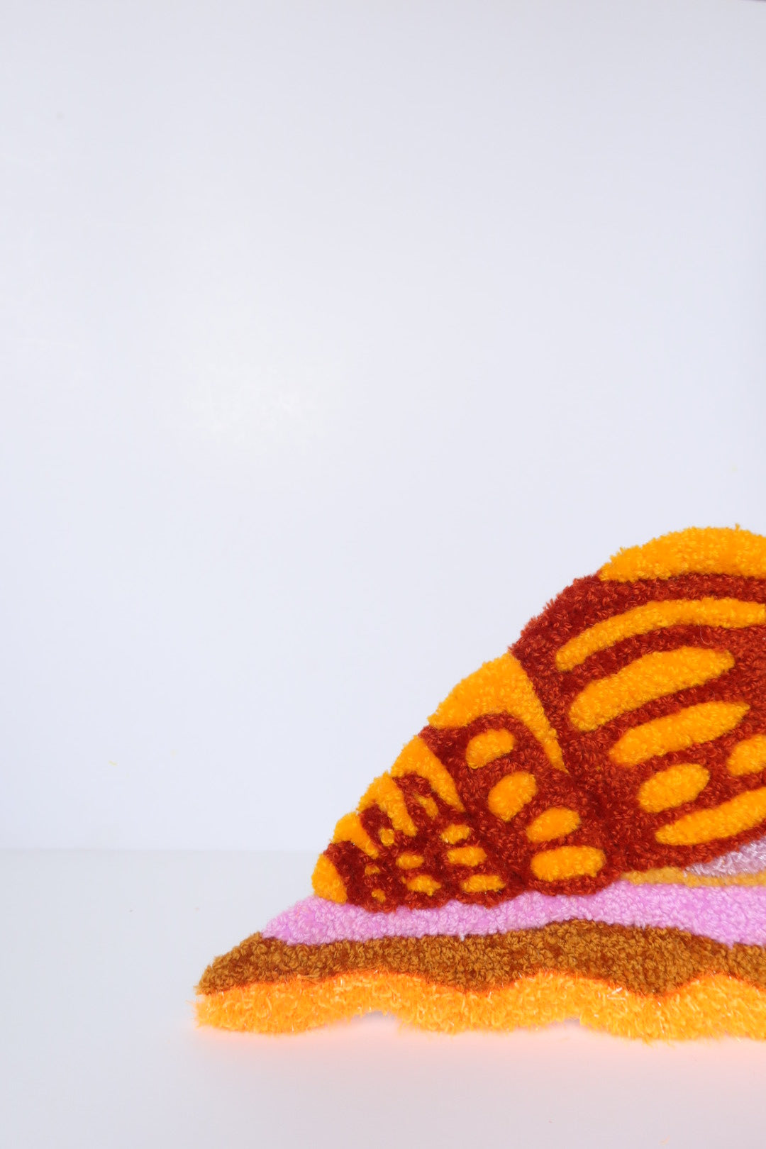 Snail - Textile Art in Sun Yellow, Brown, Orange and Pink