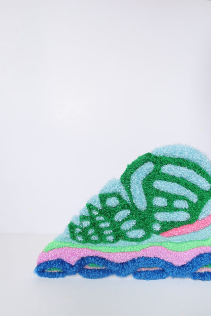Snail - Textile Art in Green, Blue & Pink