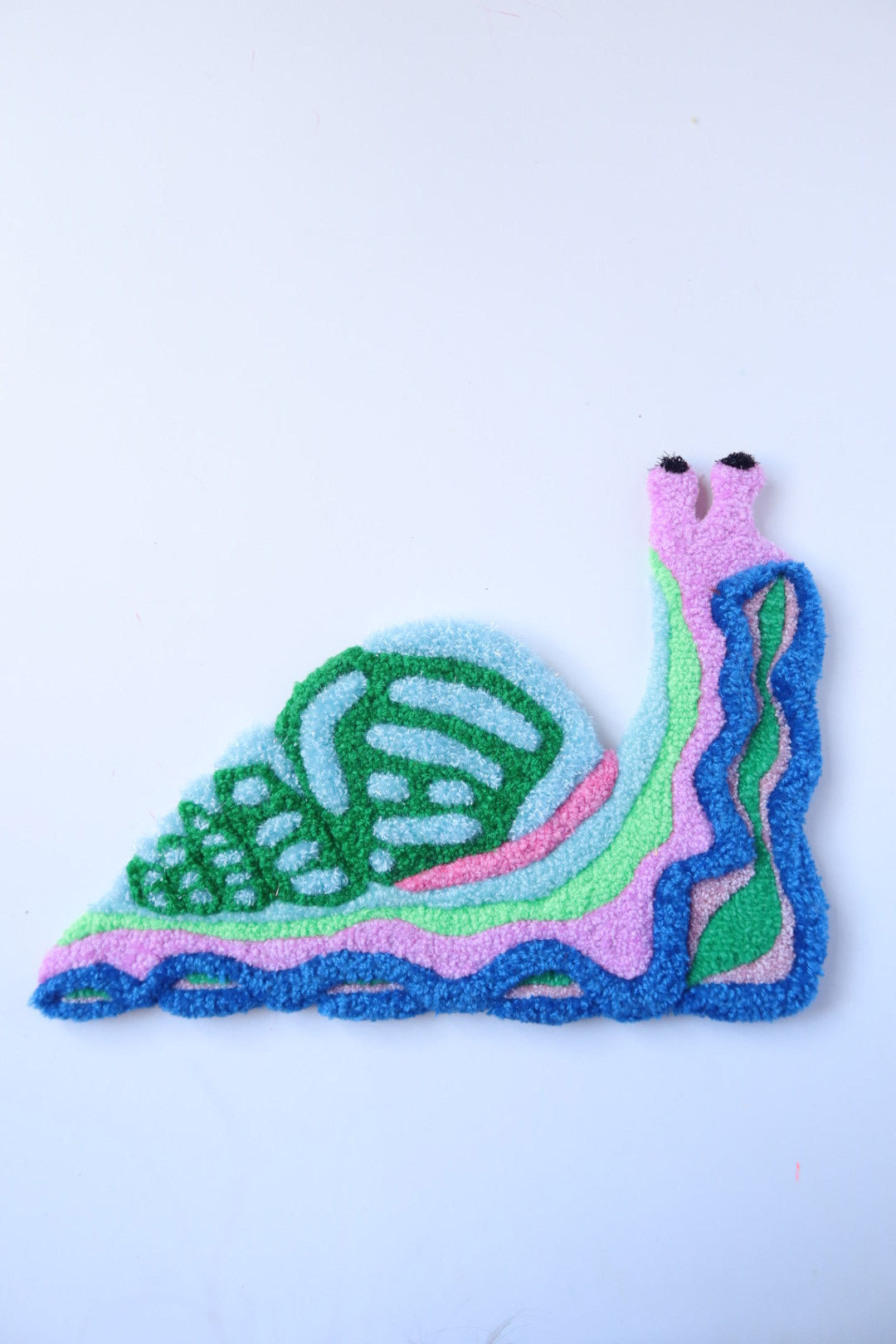 Snail - Textile Art in Green, Blue & Pink