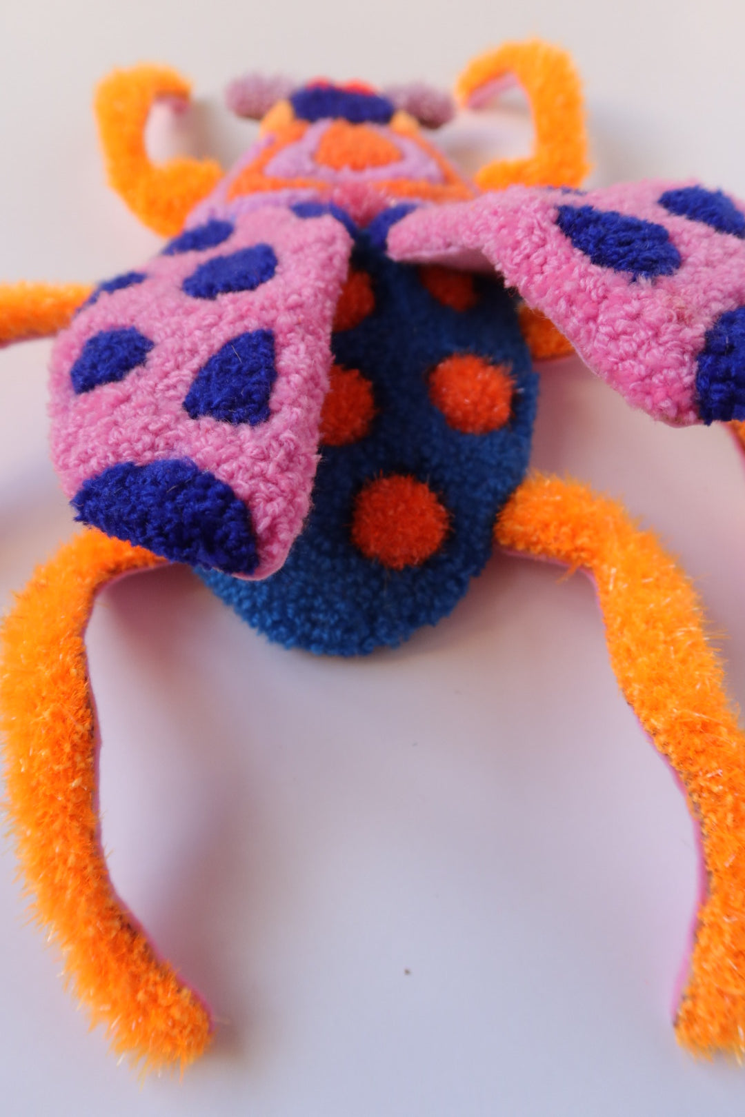 Beetle - Textile Art in Blue, Pink & Orange
