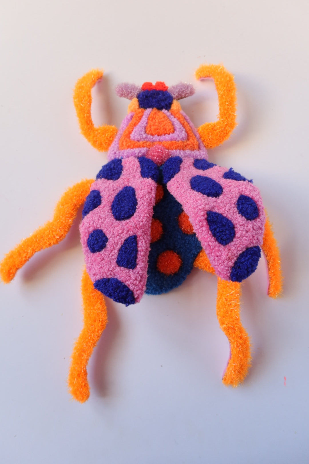 Beetle - Textile Art in Blue, Pink & Orange