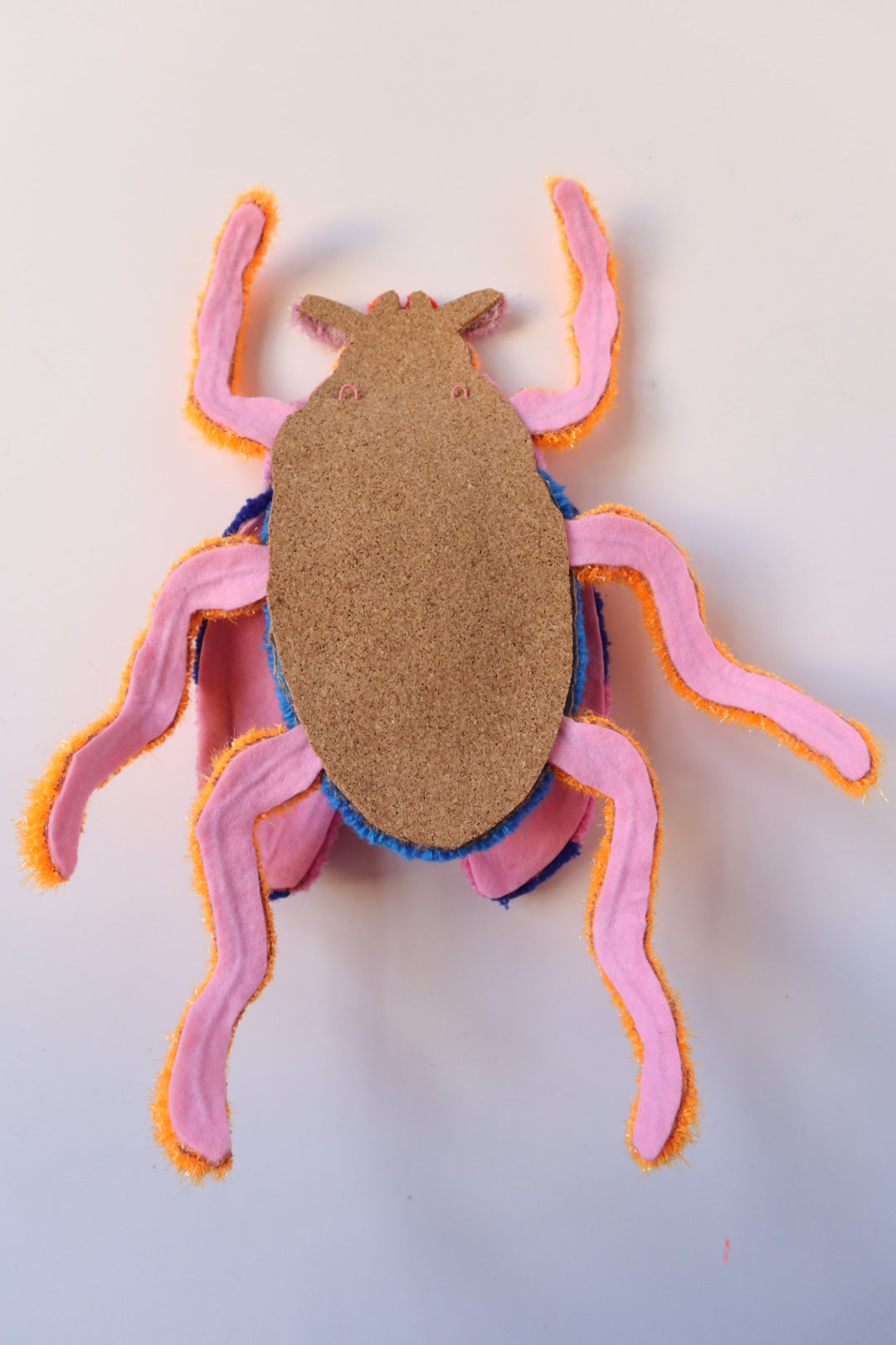 Beetle - Textile Art in Blue, Pink & Orange